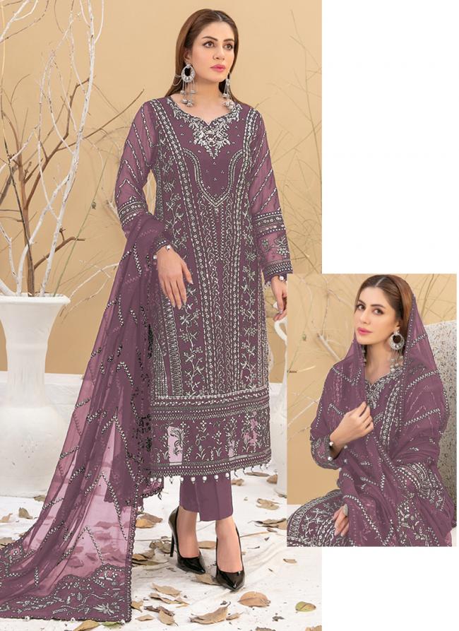 Faux Georgette Pink Festival Wear Embroidery Work Pakistani Suit